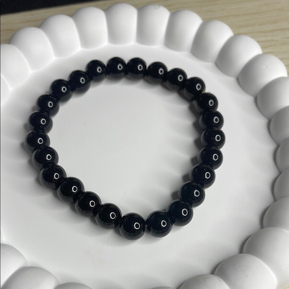 Natural stone Agate Black Beaded Bracelet